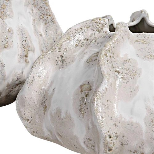 Uttermost Urchin Sand Textured Ceramic Vases in Ivory/Beige Glaze (Set of 2) - Picture 3 of 3