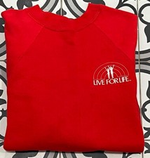 Vtg 80s Love for Life Crewneck Pullover 1980s Red Made in USA Sweatshirt Medium