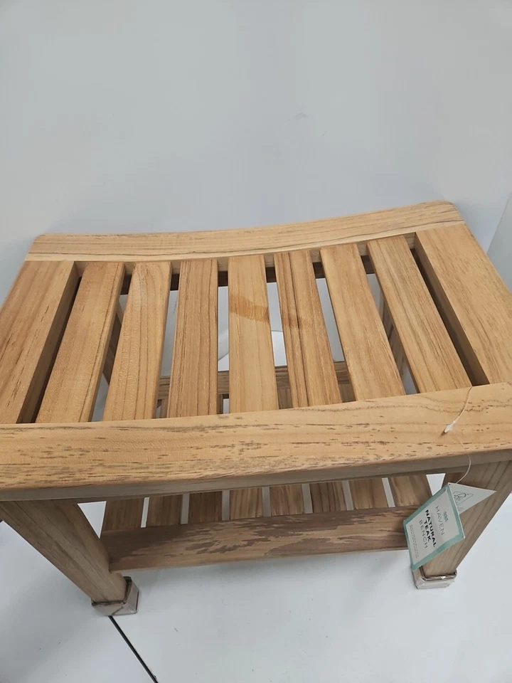 17.5 in. x 20 in. x 13.5 in. Natural Genuine Teak Bench Waterproof  - Image 3 of 4