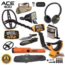 Garrett ACE 400 Metal Detector with ProPointer AT, Digger, Pouch, Scoop and Bag