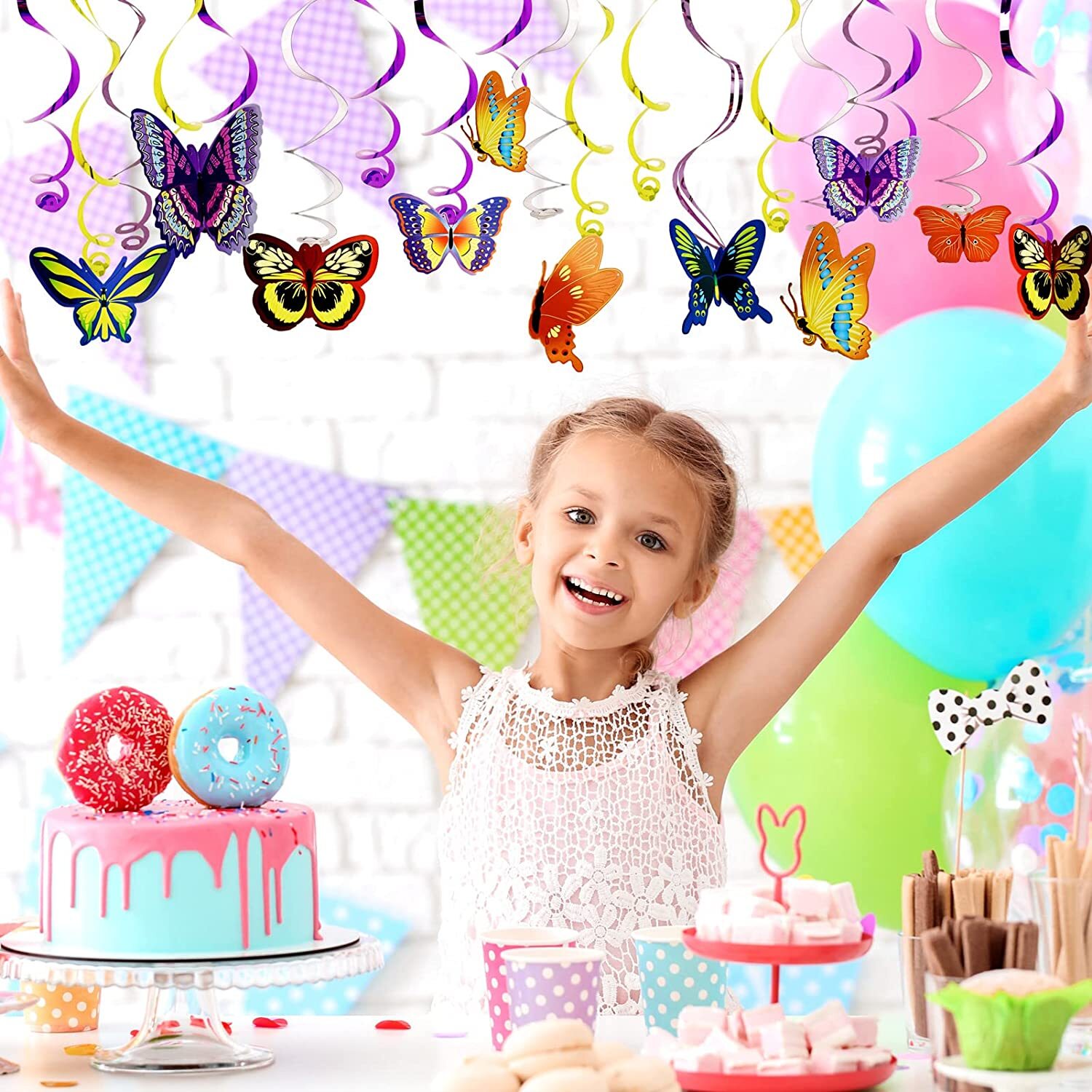 30Pcs Butterfly Hanging Swirl Decorations Summer Spring Party Hanging
