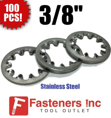 (Qty 100) 3/8'' Lock Washer Internal Tooth 410 Stainless Steel
