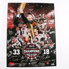 2021 National Champs Team Signed Poster Travon Bowers Stetson Georgia Bulldogs B