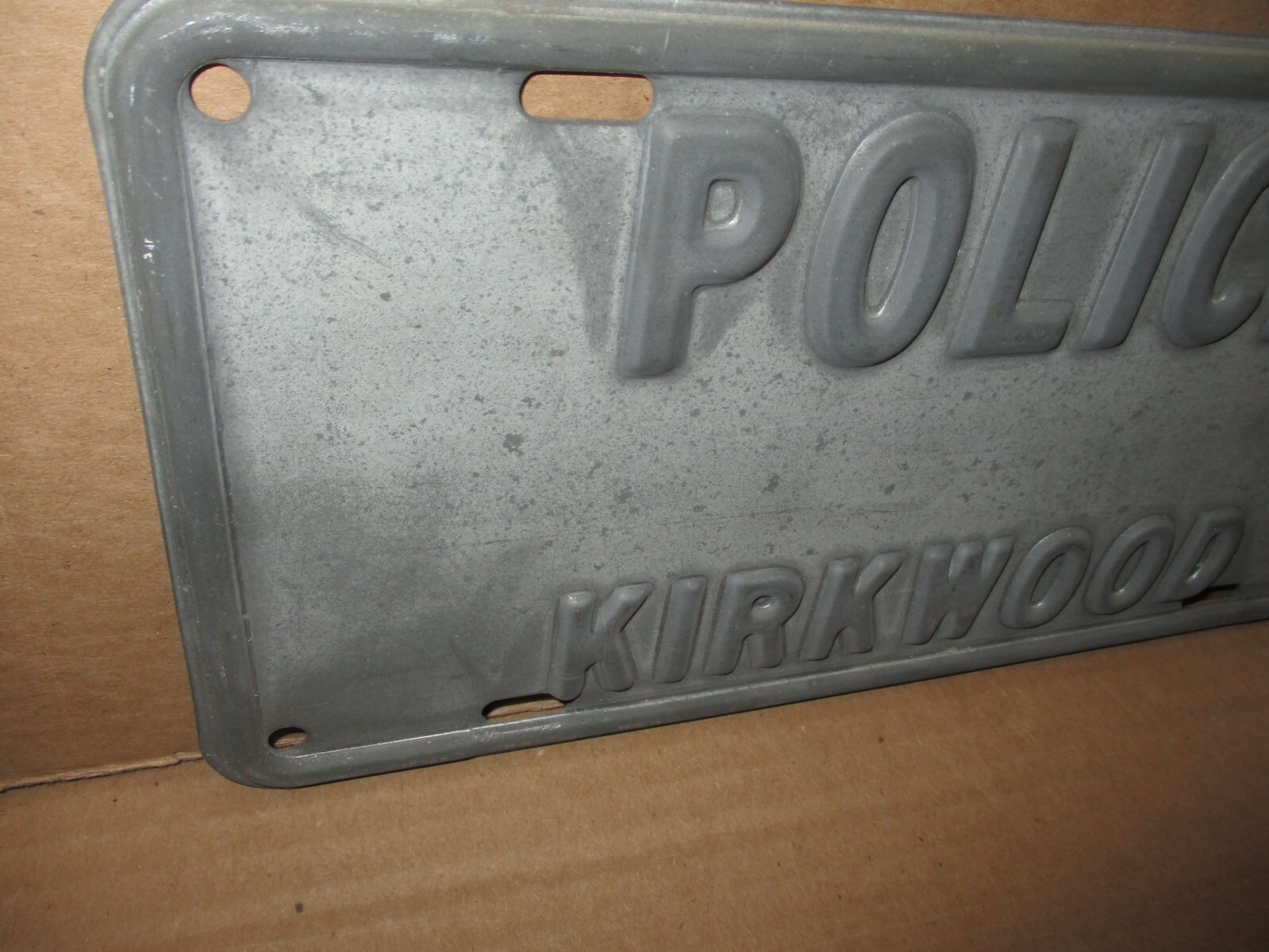 POLICE KIRKWOOD Missouri Mo OLD VINTAGE SIGN License Tag