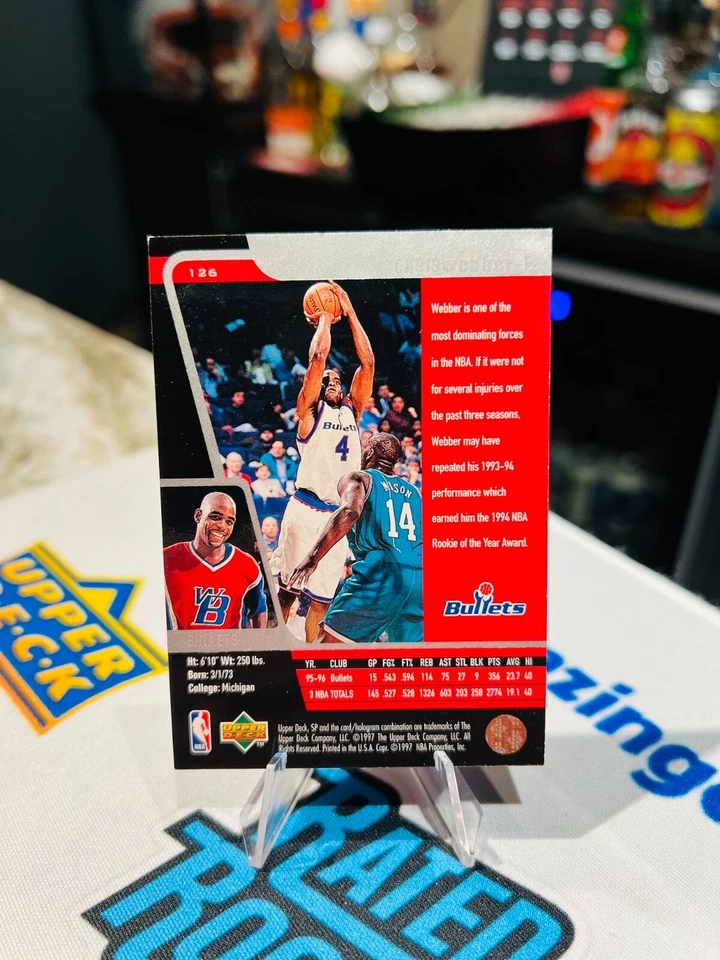 1996-97 SP #126 Chris Webber Washington Bullets Basketball Card - Image 2 of 2