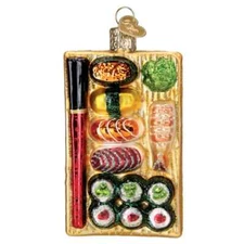 Old World Christmas SUSHI PLATTER (32649) Glass Ornament w/ OWC Box