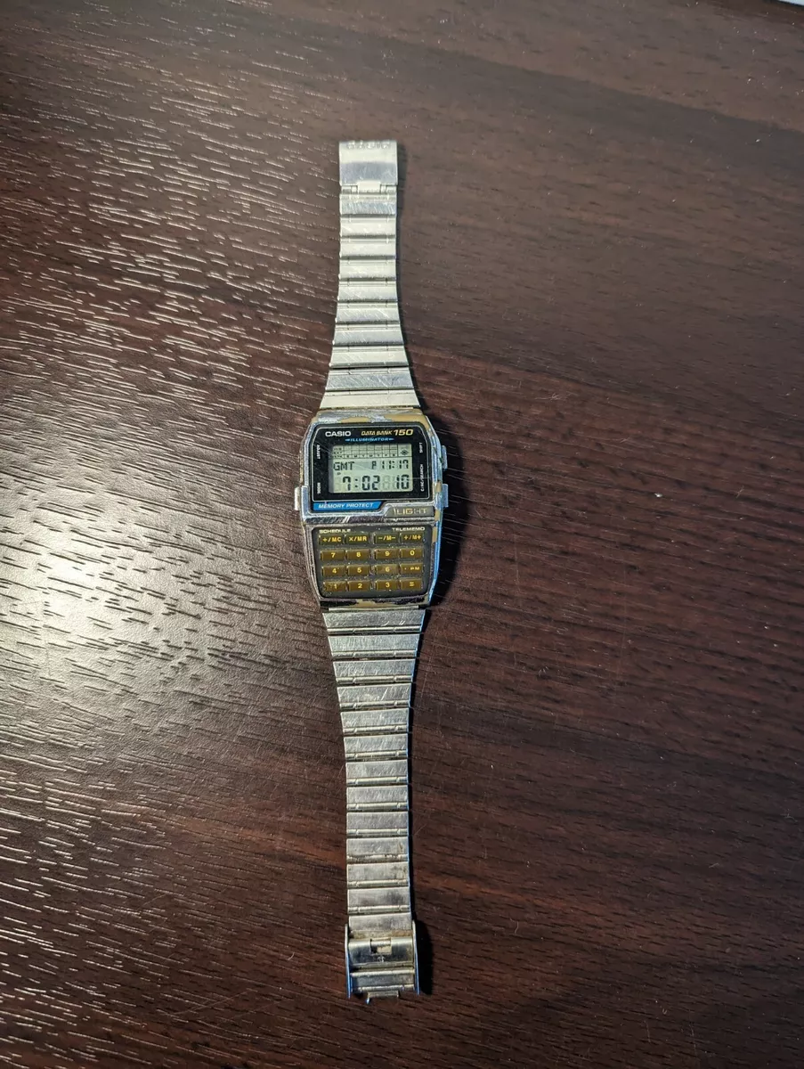 Casio Databank 150 - DBC 1500 Vintage Japan Calculator Watch Works See Pics!