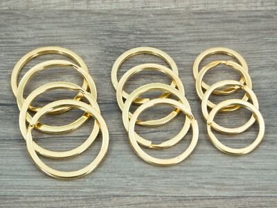50 Stück Schlüsselringe Design flach goldfarben 25mm / 35mm keyring