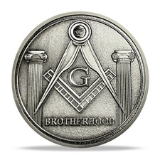 Silver Plated Masonic Challenge Coin Token -Eye of Providence & Square & Compass