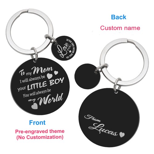 My Mom My World Fr Little Boy Engraved Personalized Stainless Steel Key Chain - Picture 5 of 9