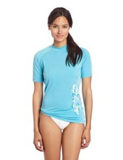 NEW Kanu Surf Women's Breeze ii Rashguard, Aqua, Small UPF 50 Swimming Beach
