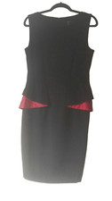 Yen of London Black red fish tail Dress Size 10 Women's Vintage peplum Style