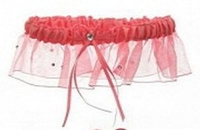 NEW GARTER BELT Deep Pink w/ HEART Shaped Rhinestone in Bow, GA113  ONE SIZE