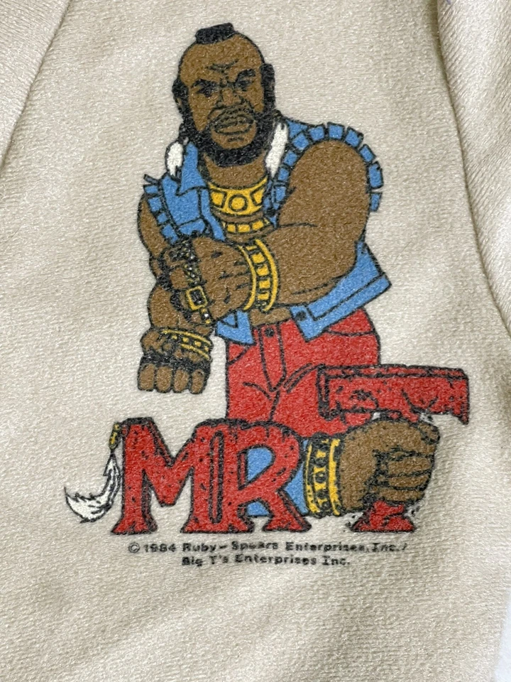 Bata de baño Mr. T Ruby Spears 3T 1984 vintage caqui poliéster completa RARA Foto 2 de 4