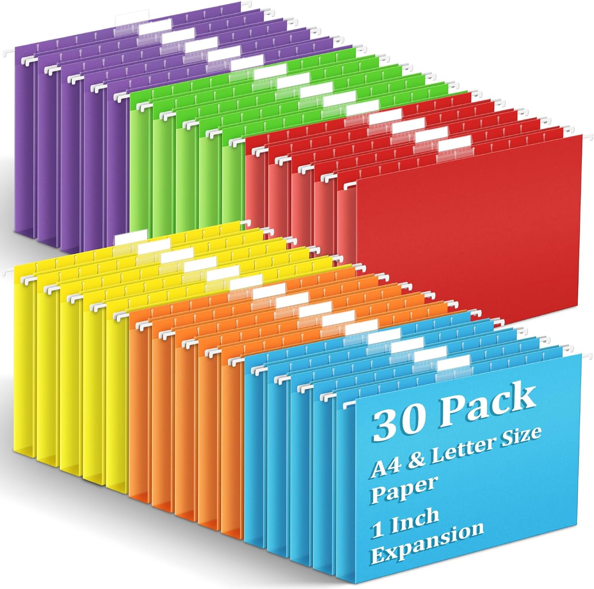 Expandable With Tabs 30 Pack Hanging File Folders Letter Size | 1/5-Cut ...