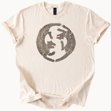 Yin Yang Dinosaur T Shirt Unique T Rex Graphic Tee Cool Prehistoric Design