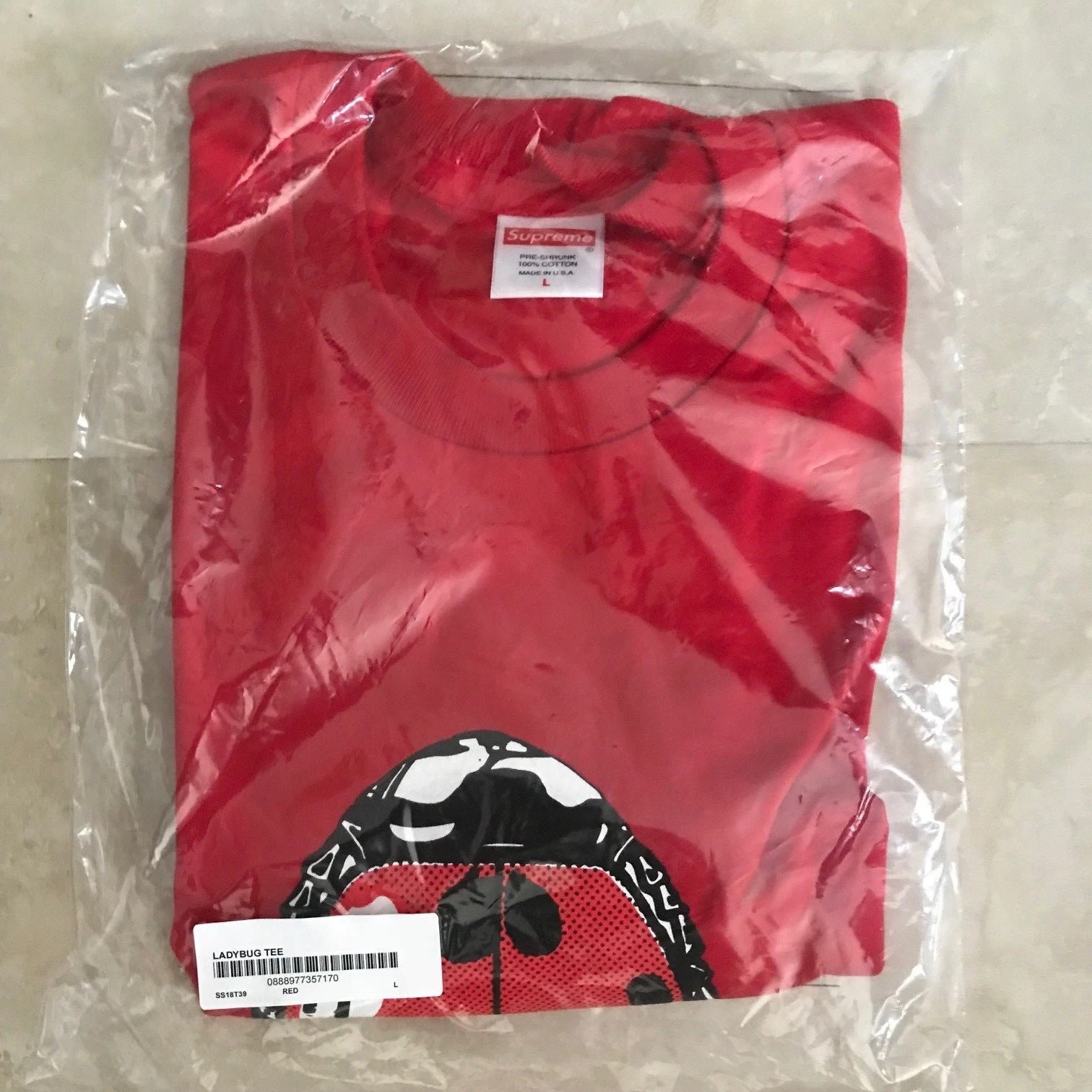 T SHIRT SUPREME coccinelle neuf rouge taille L BOITE logo Jason Dill Mark Gonzales Sade