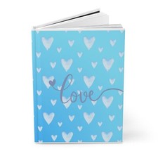 Blue Hearts Love Hardcover Blank Journal Matte