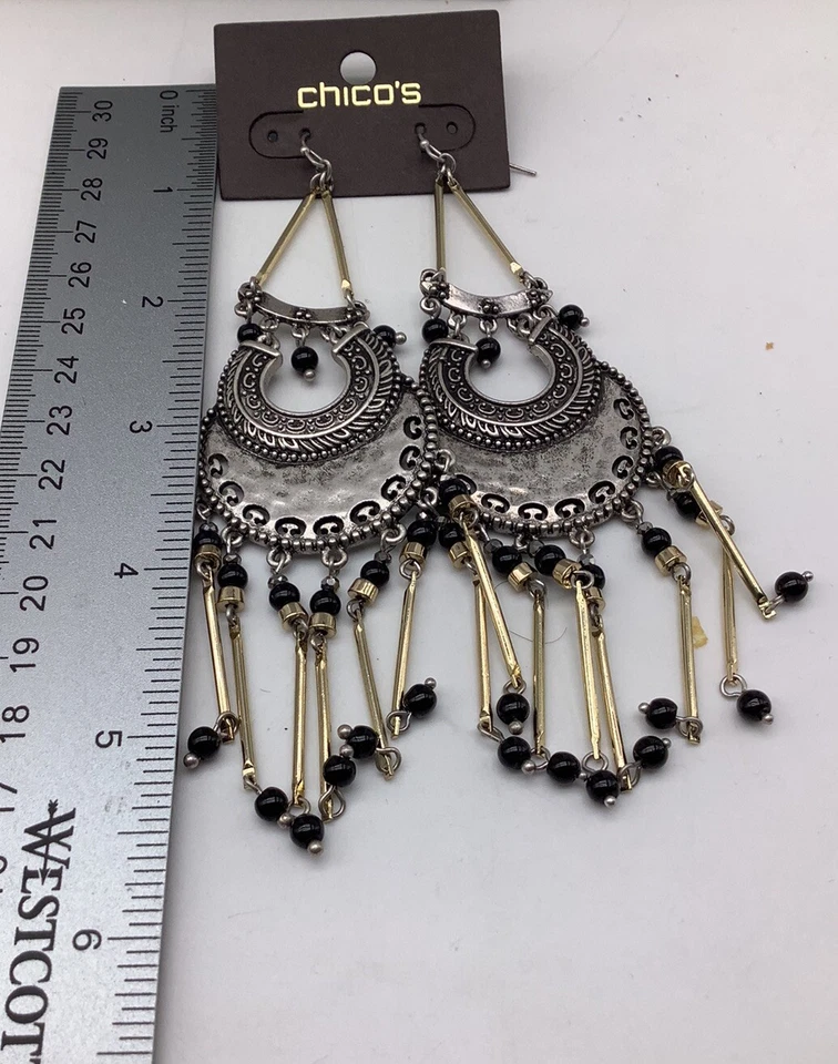 Pendientes araña Chico’s plata/oro/negro NUEVO Foto 3 de 4