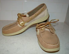 SPERRY Top Sider Womens Size 9M Tan Gold Sparkle Leather Deck Boat Shoes 9353665