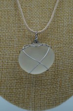 White Clear Silky Sea Glass Pendant: Spherical Shape P 92 