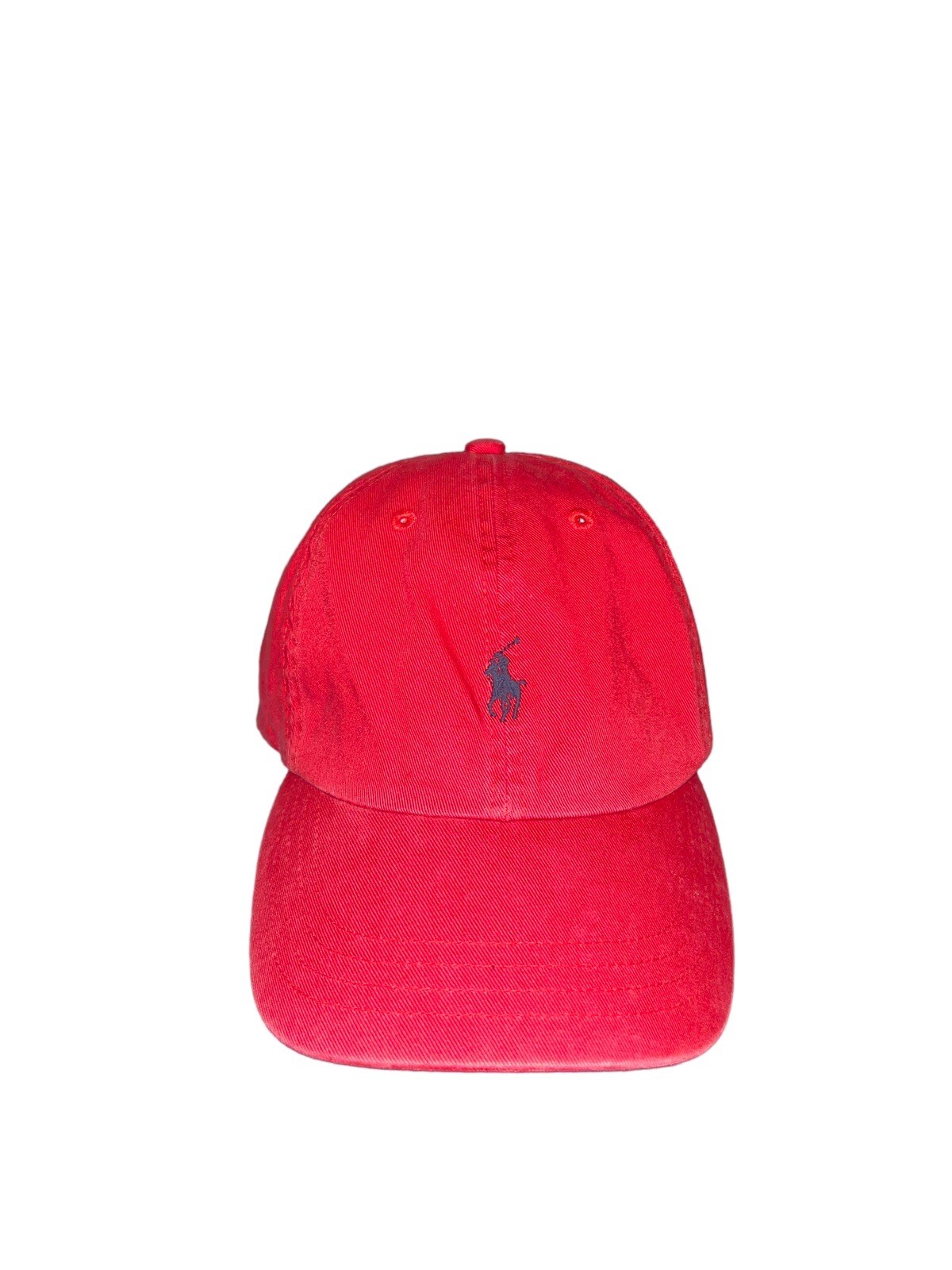 Cappello polo VINTAGE Ralph Lauren cinturino posteriore rosso pony blu da uomo anni '90