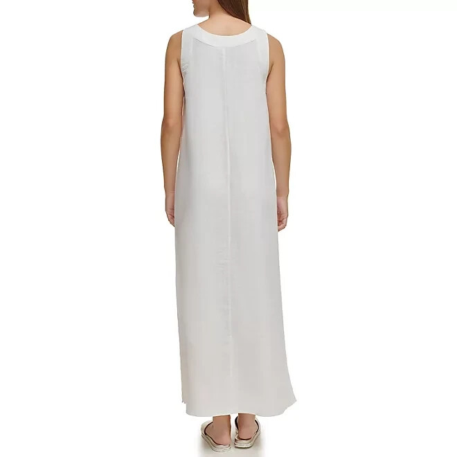 chinese dress ladies Linen Blend Lace Trimmed Midi Dress | A-Line Dress
