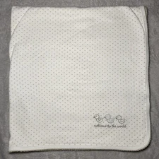 Carters Baby Blanket Ducks Welcome To World Tan Polka Dot Recieving Reversible