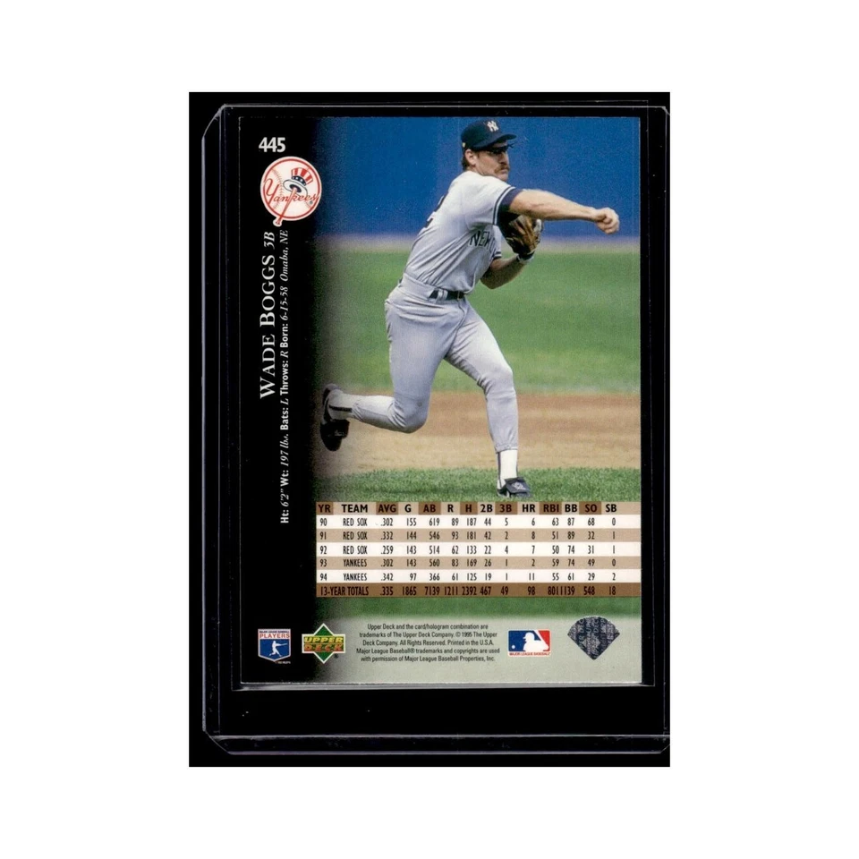Wade Boggs 1995 Upper Deck #445 New York Yankees Baseball Card NM - Image 2 of 3
