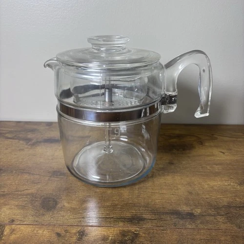 Vintage Pyrex Percolator 7759 Flameware 9 Cup Glass Coffee Pot & Lid Complete