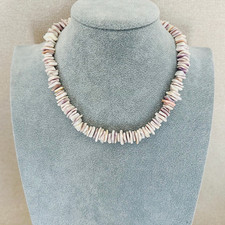 White with Pastel Puka Shell Choker Necklace Hawaiian Surfer Beach Jewelry 17"