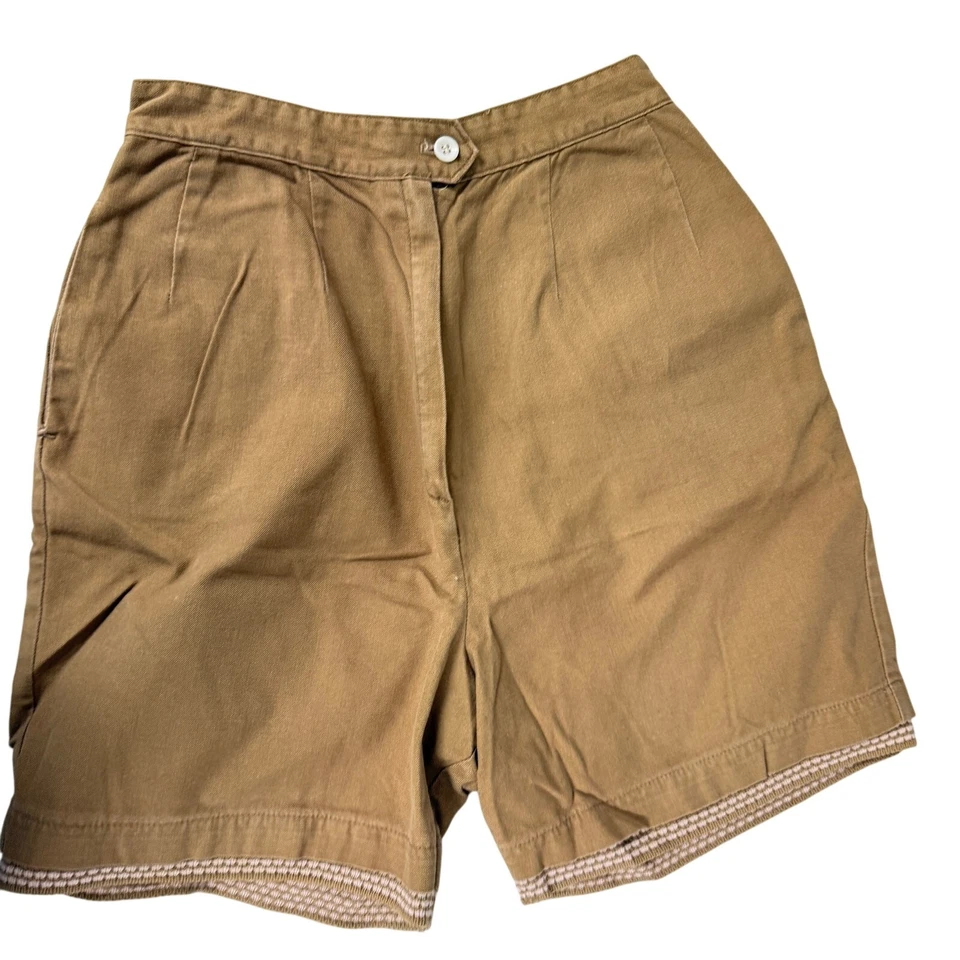 Vintage 60s White Stag Cotton Sailcloth Shorts Set Pink Trim Brown S/M - Image 4 of 4