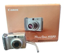 Canon PowerShot A520 4.0MP 4x Zoom Digital Camera Silver Tested Working 