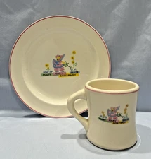 MARY MARY QUITE CONTRARY  2 Pc Childs Dish Set ~ Plate & Mug ~ Vintage England