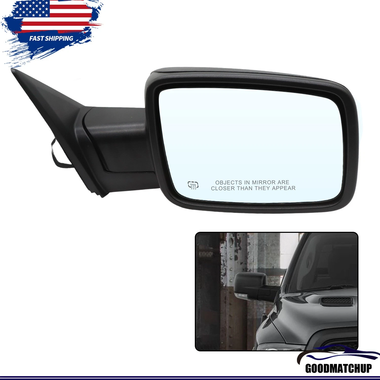 Right/Passenger Side Fold+Heated+LED Signal Mirror For 2013-2019 Ram 1500 Power