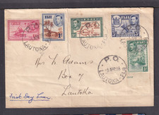 FIJI 1938 KGVI FIRST DAY COVER MULTI FRANKED WITH EMPTY 1½D CANOE (FOLD) #C1931