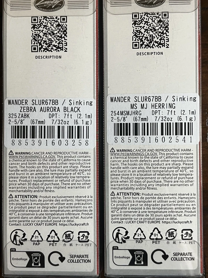 (Lote de 4) Lucky Craft Wander Slur 67BB/Wander Blade 80SS/Wander 80 *NUEVO* Foto 3 de 4