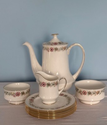 Paragon Vintage Athena Kaffeeservice Teekanne Zucker & Bonbonschale Milchkännchen 6 Teller