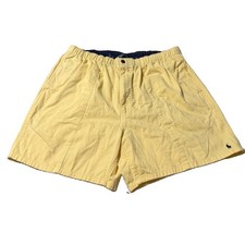 Vintage 90s Polo Ralph Lauren Yellow Pleated Cotton Elastic Waist Shorts Size XL