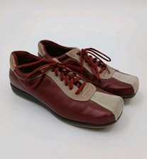 Sz 7 90s Wanted Shoes Brand, Red And Beige Square Toe Sneakers