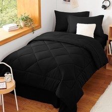Comforter Set with Sheets - 5 Pieces Bed in a Bag All Season Bed Twin Black