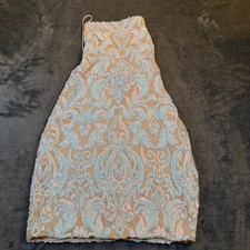 Windsor Sequin Mini Dress Womens Medium Peach Iridescent Lace Up Back