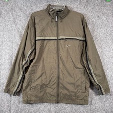 Vtg Nike Men Green Windbreaker Full Zip Jacket Size Medium Classic Swoosh
