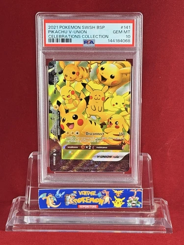 2021 POKEMON Celebrations Black Star Promo PIKACHU V-Union Card SWSH 141 PSA 10