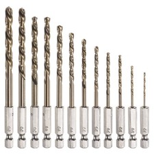 12pack Cobalt Drill Bit Set 12 Sizes M35 Twist Drills for Metal Hex Shank Bits