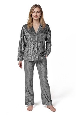 Lord & Taylor Women s Luxury Velour 2PC Pajama Sleep Set Gray Size M NWT