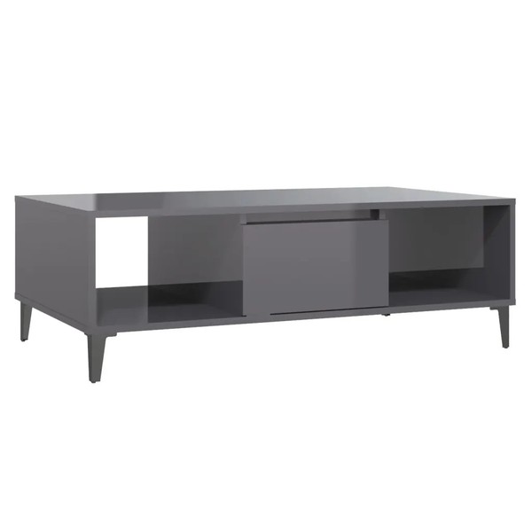 Couchtisch Hochglanz-Grau 103,5X60X35 Cm Holzwerkstoff-image
