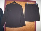 2-pc DAVID WARREN Lined long-sleeve Brown Career suit jacket pencil skirt Sz 10 — photo 2