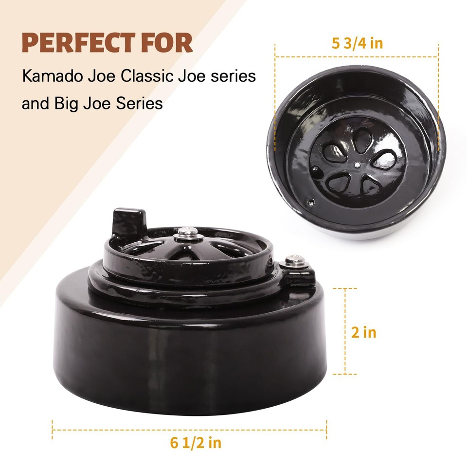Ceramic Vented Chimney Cap for Kamado Joe Dual Function Metal Top