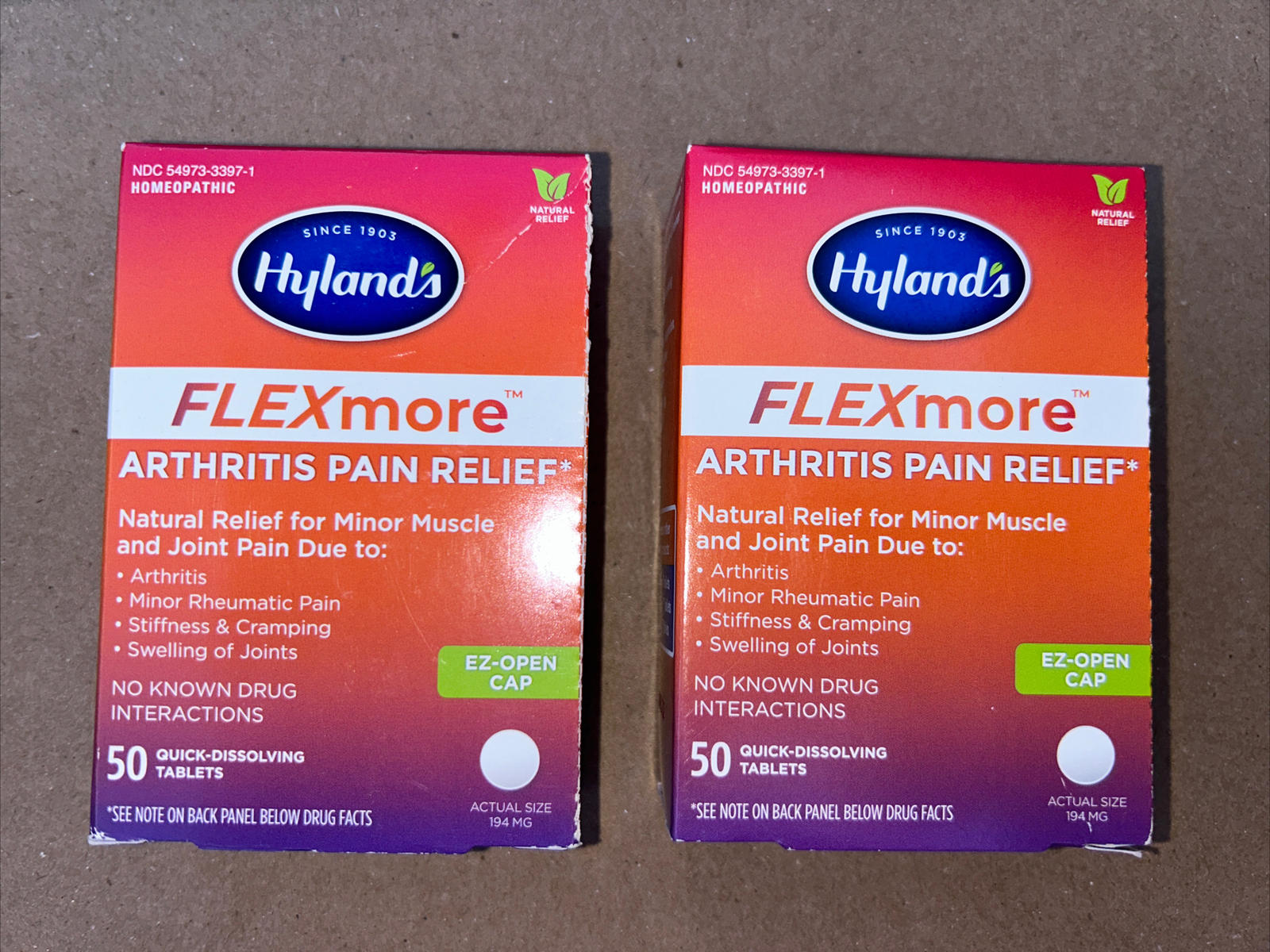 Lot 2 Hyland's FlexMore NATURAL RELIEF Arthritis Pain Relief Tablet
